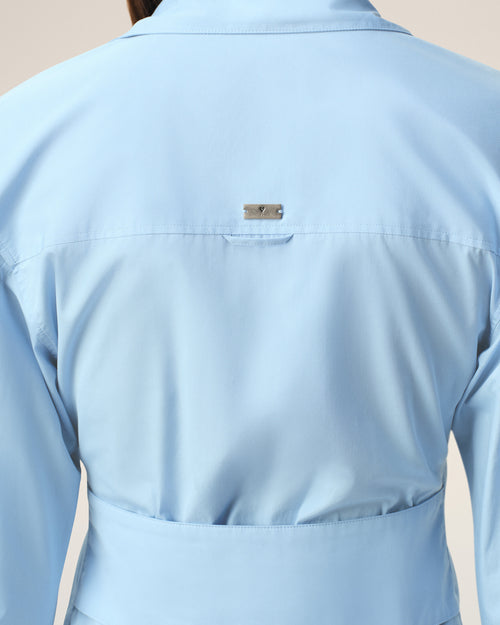 Chemise Cintrée Bleu Col En Pointe en Coton - 4 - Ami Paris