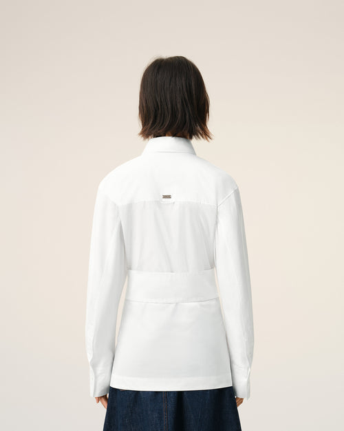 White Cotton Sharp Collar Fitted Shirt - Woman - 5 - AMI Paris - Ami Paris