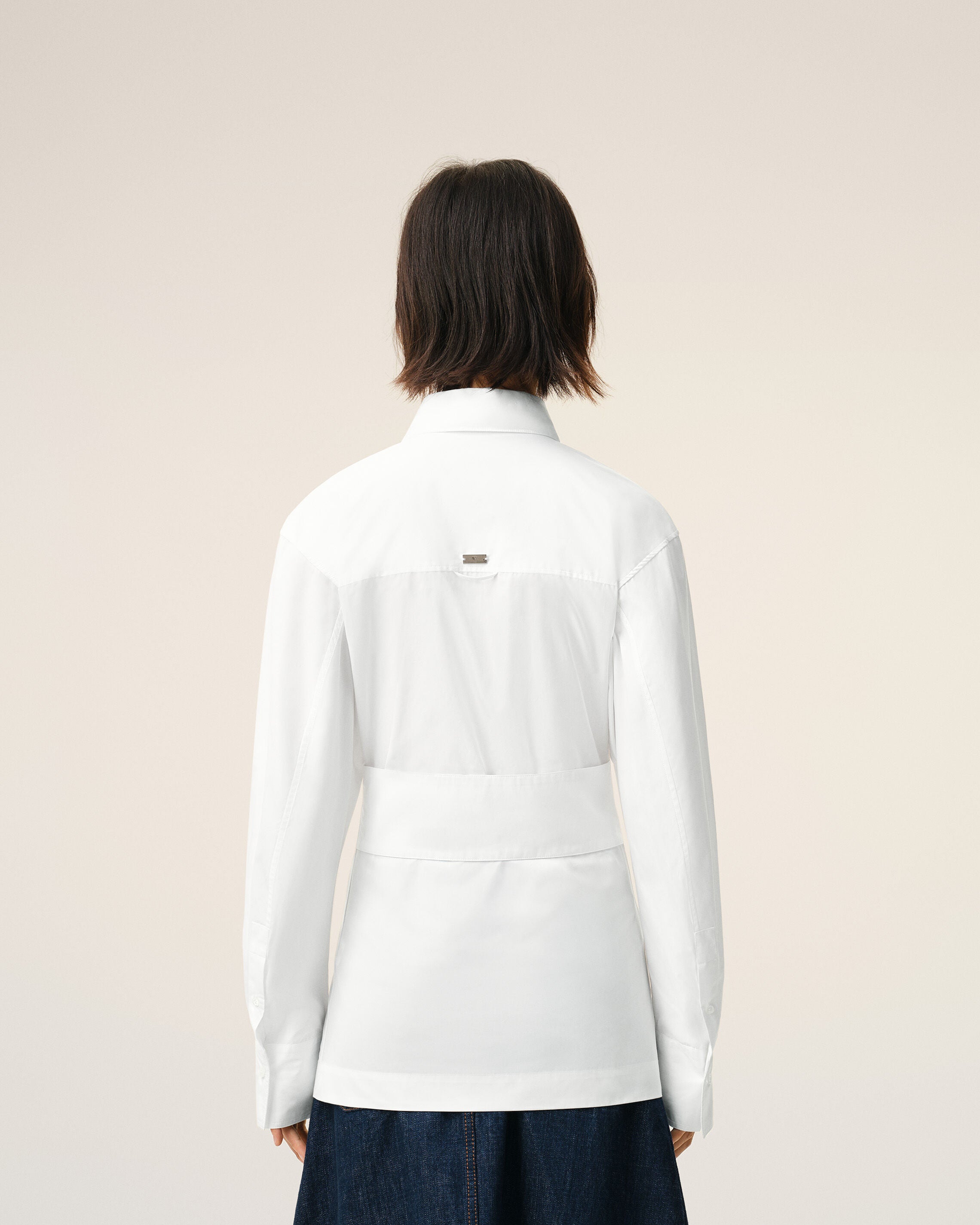 White Cotton Sharp Collar Fitted Shirt - 5
