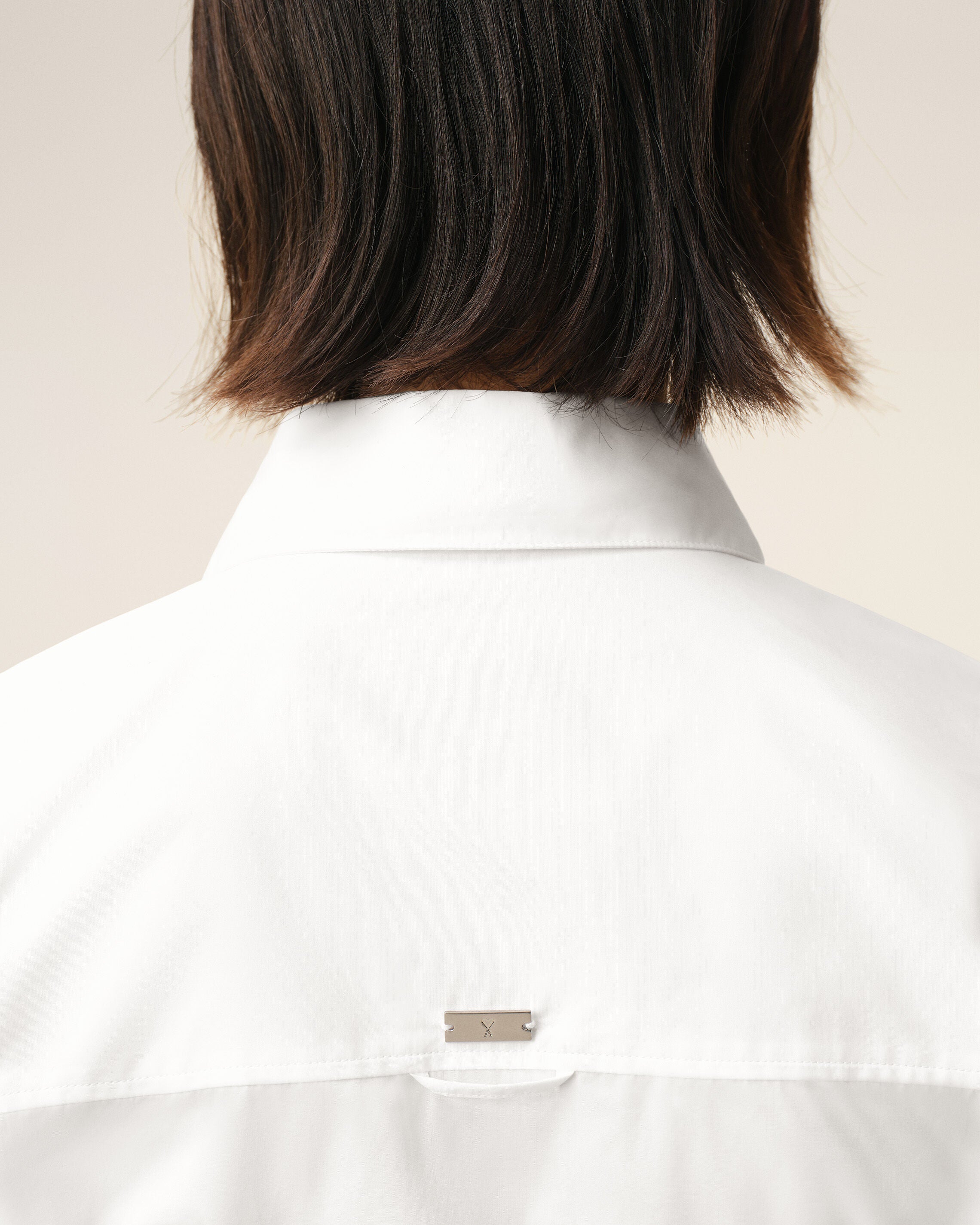 White Cotton Sharp Collar Fitted Shirt - 4