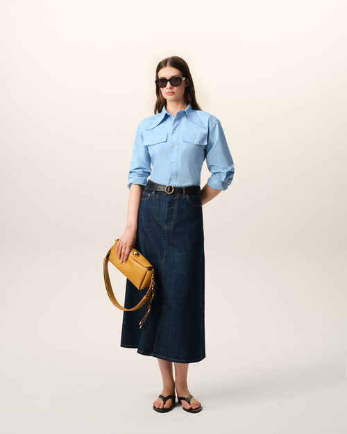 Blue Cotton Sharp Collar Fitted Shirt - Woman - 2 - AMI Paris - Ami Paris
