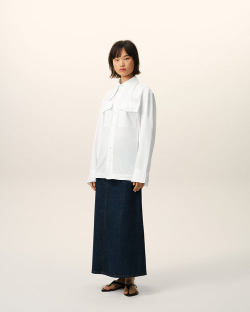 Chemise Cintrée Blanche Col En Pointe en Coton - 6 - Ami Paris