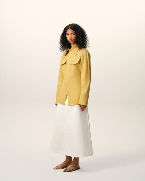 Yellow Cotton Sharp Collar Fitted Shirt - Woman - 6 - AMI Paris - Ami Paris
