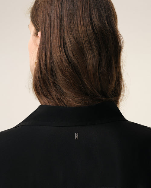                                     Black Blended Silk Sharp Collar Adjusted Shirt - 3                                 - Ami Paris