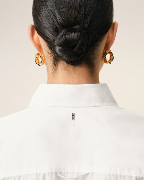 White Blended Silk Sharp Collar Adjusted Shirt - Woman - 4 - AMI Paris - Ami Paris