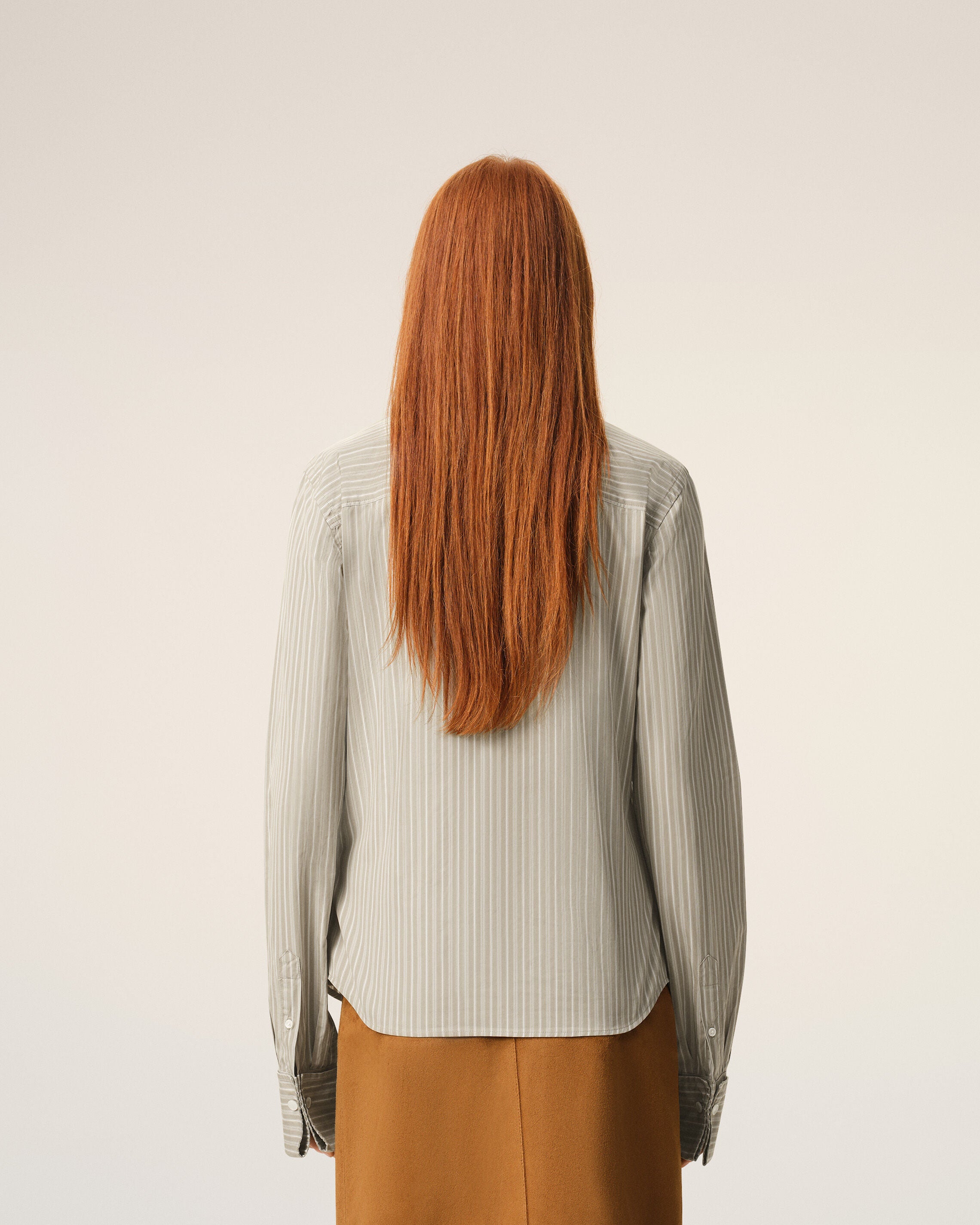 Beige Cotton Long Sleeve Ruffled Adjusted Shirt - 5