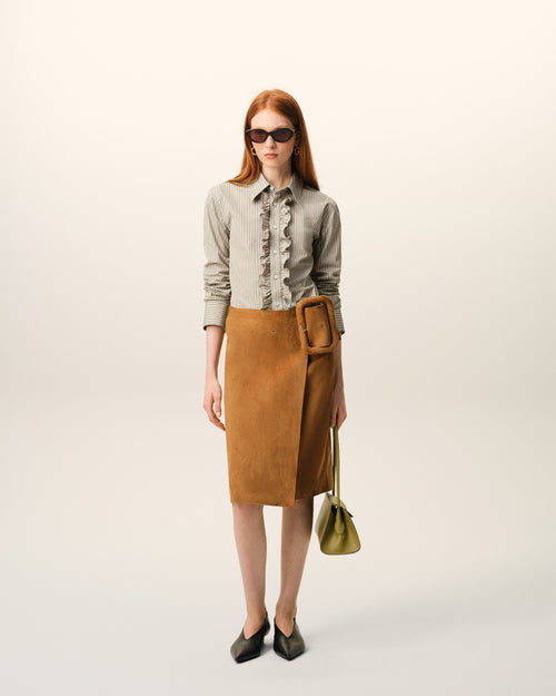                             Beige Cotton Long Sleeve Ruffled Adjusted Shirt - 3                         - Ami Paris