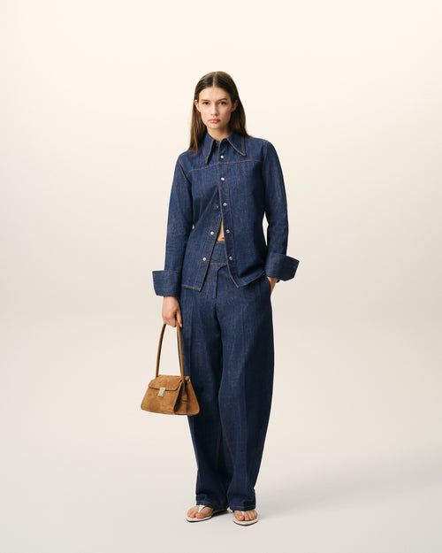 Camisa azul de algodón con cuello en punta - Mujer - 2 - AMI Paris - Ami Paris