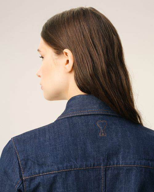 Camisa azul de algodón con cuello en punta - Mujer - 4 - AMI Paris - Ami Paris