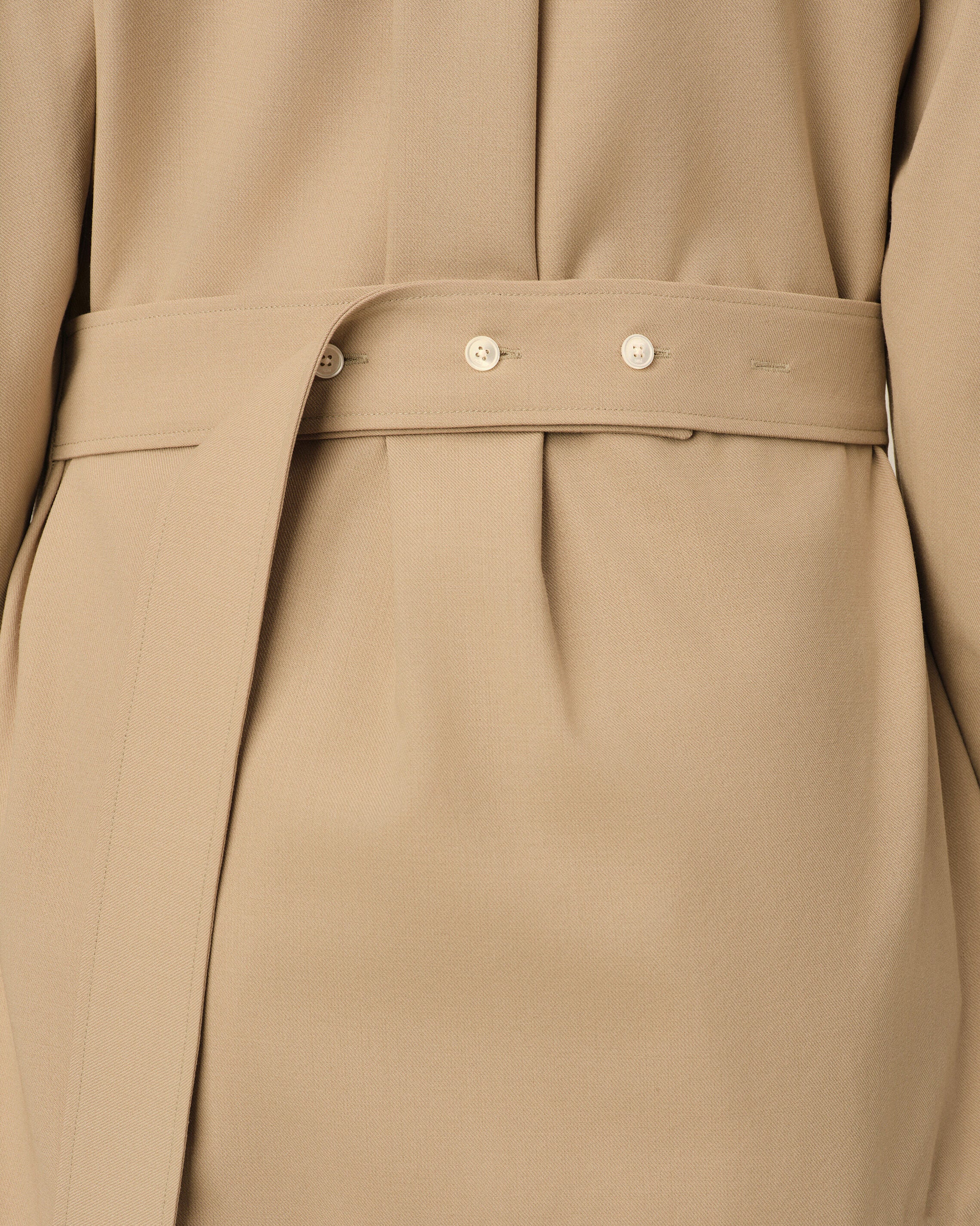 Beige fitted wool balloon-sleeve shirt - 4