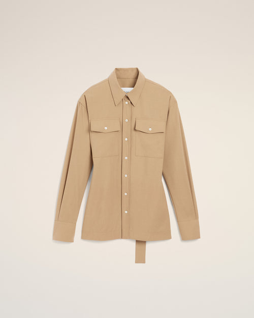 Beige fitted wool balloon-sleeve shirt - Woman - 1 - AMI Paris - Ami Paris