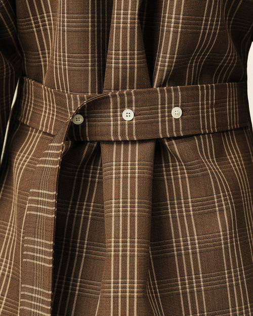 Camisa entallada de lana marrón a cuadros - Mujer - 4 - AMI Paris - Ami Paris