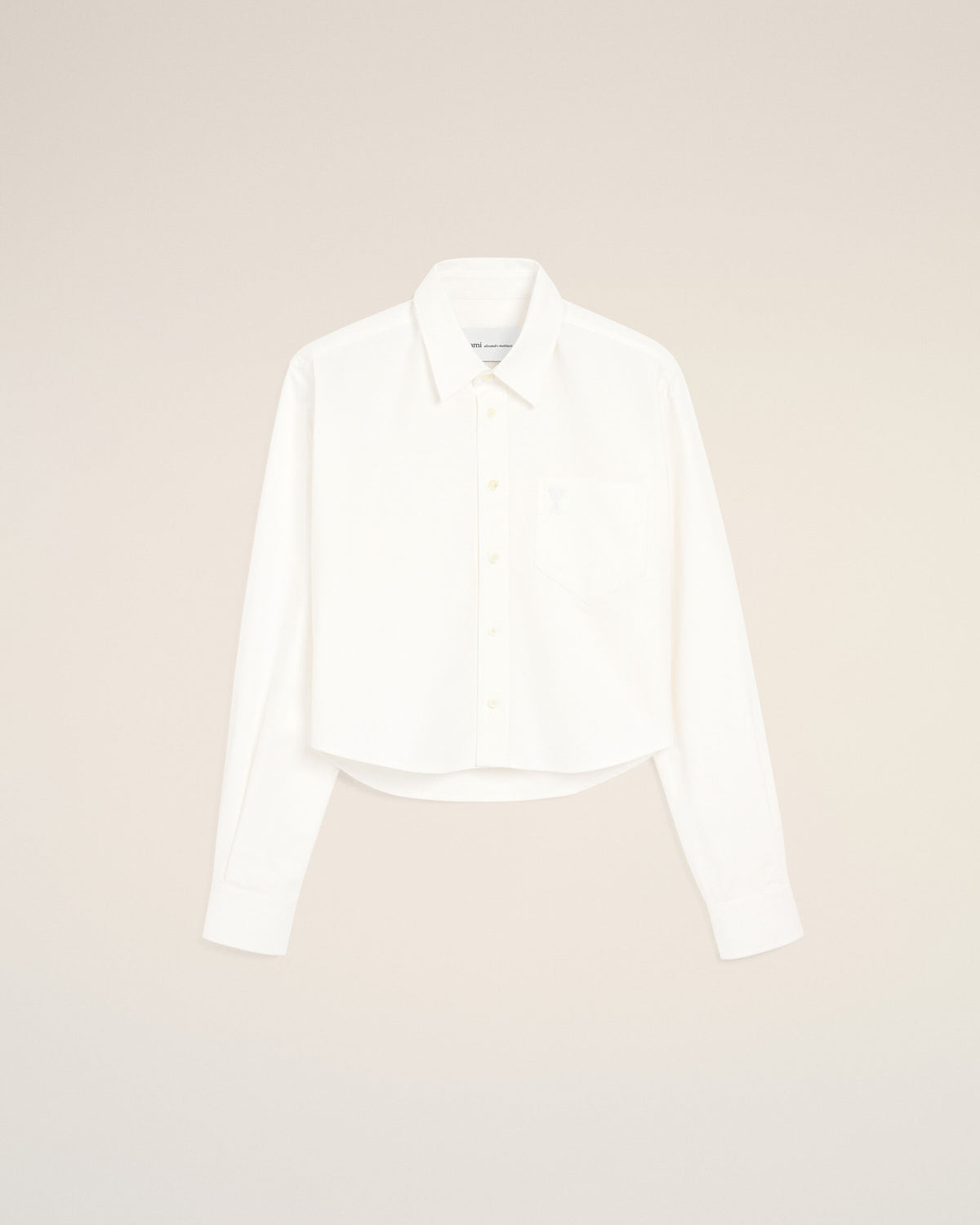 White cotton cropped shirt with embossed Ami de Coeur - 1