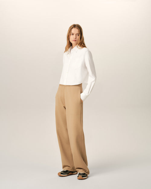 White cotton cropped shirt with embossed Ami de Coeur - Woman - 6 - AMI Paris - Ami Paris