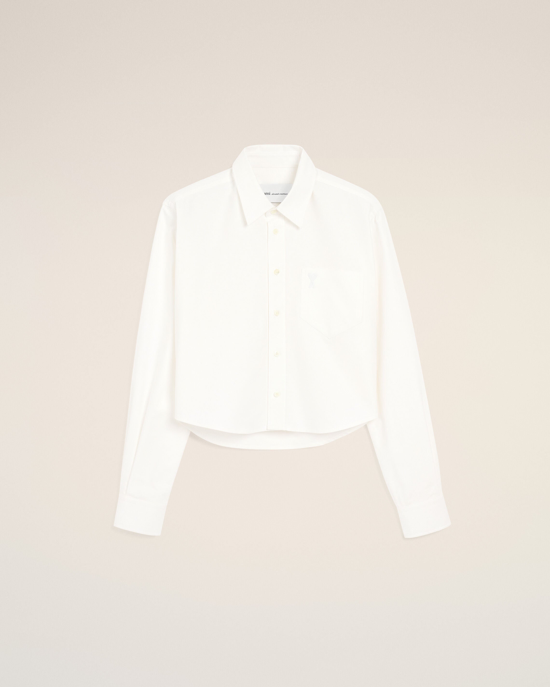 NATURAL WHITE White cotton cropped shirt with embossed Ami de