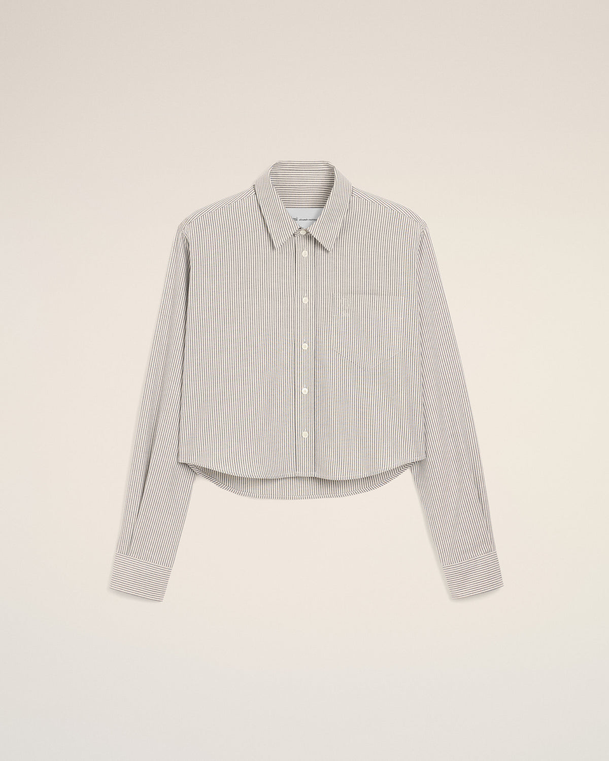 Black cropped striped cotton shirt with embossed Ami de Coeur - 1