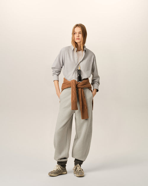 Black cropped striped cotton shirt with embossed Ami de Coeur - Woman - 6 - AMI Paris - Ami Paris