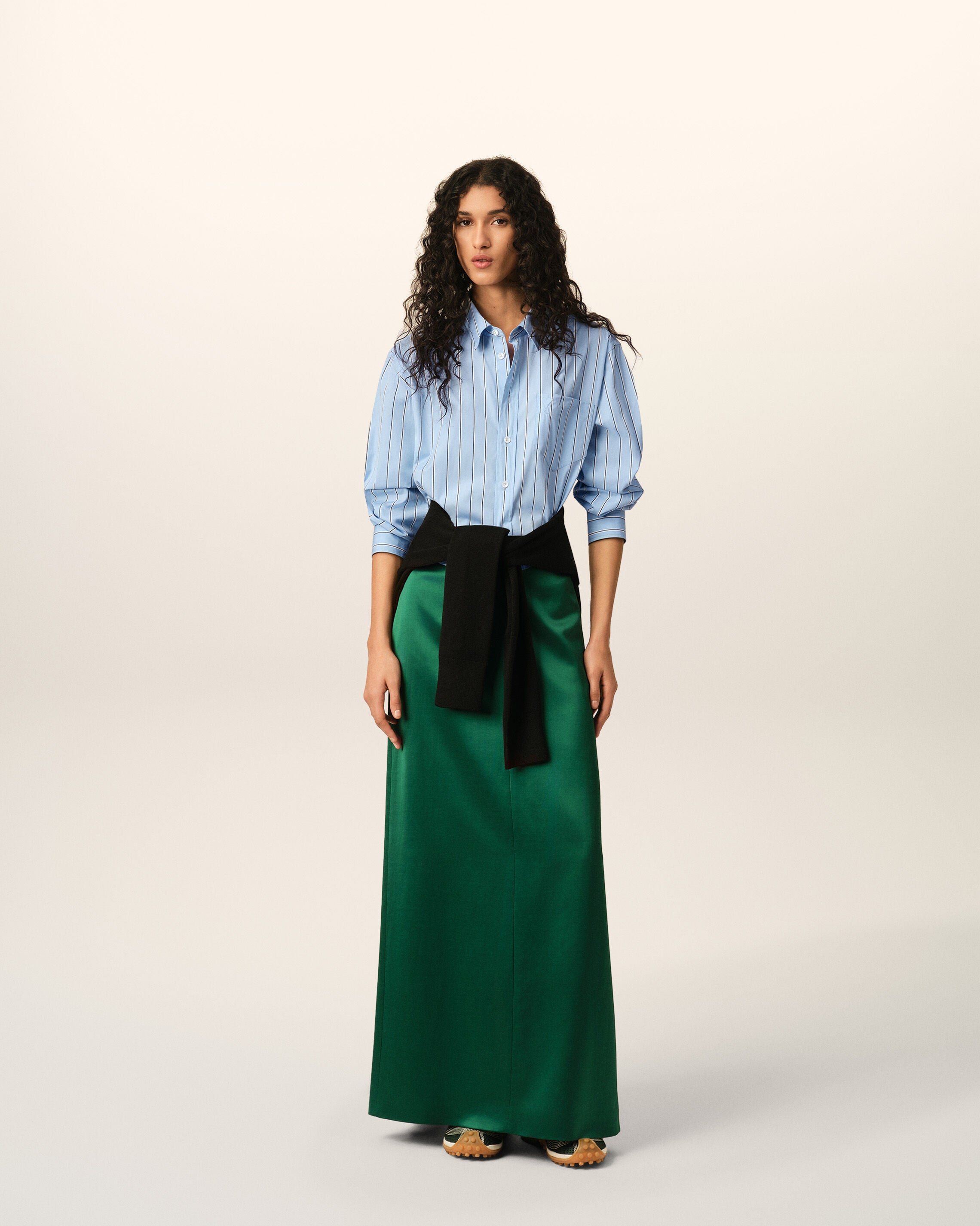 Blue striped cotton cropped shirt - 3