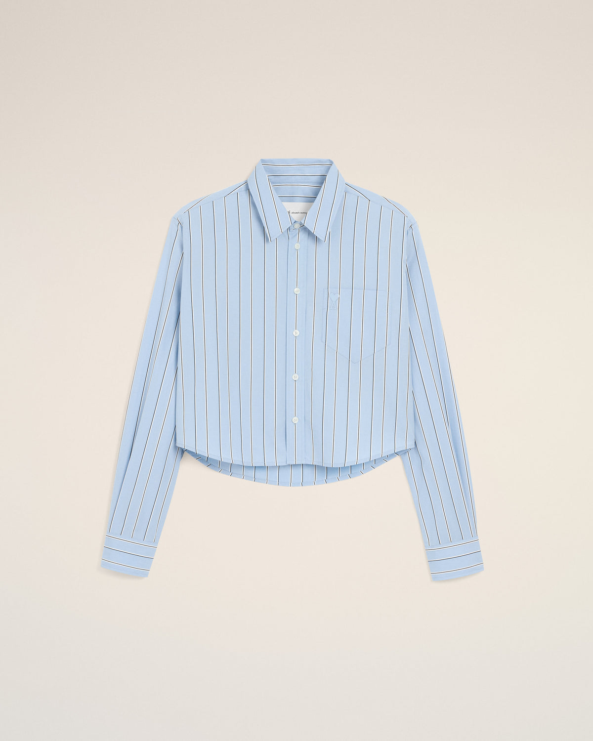 Blue striped cotton cropped shirt - 1