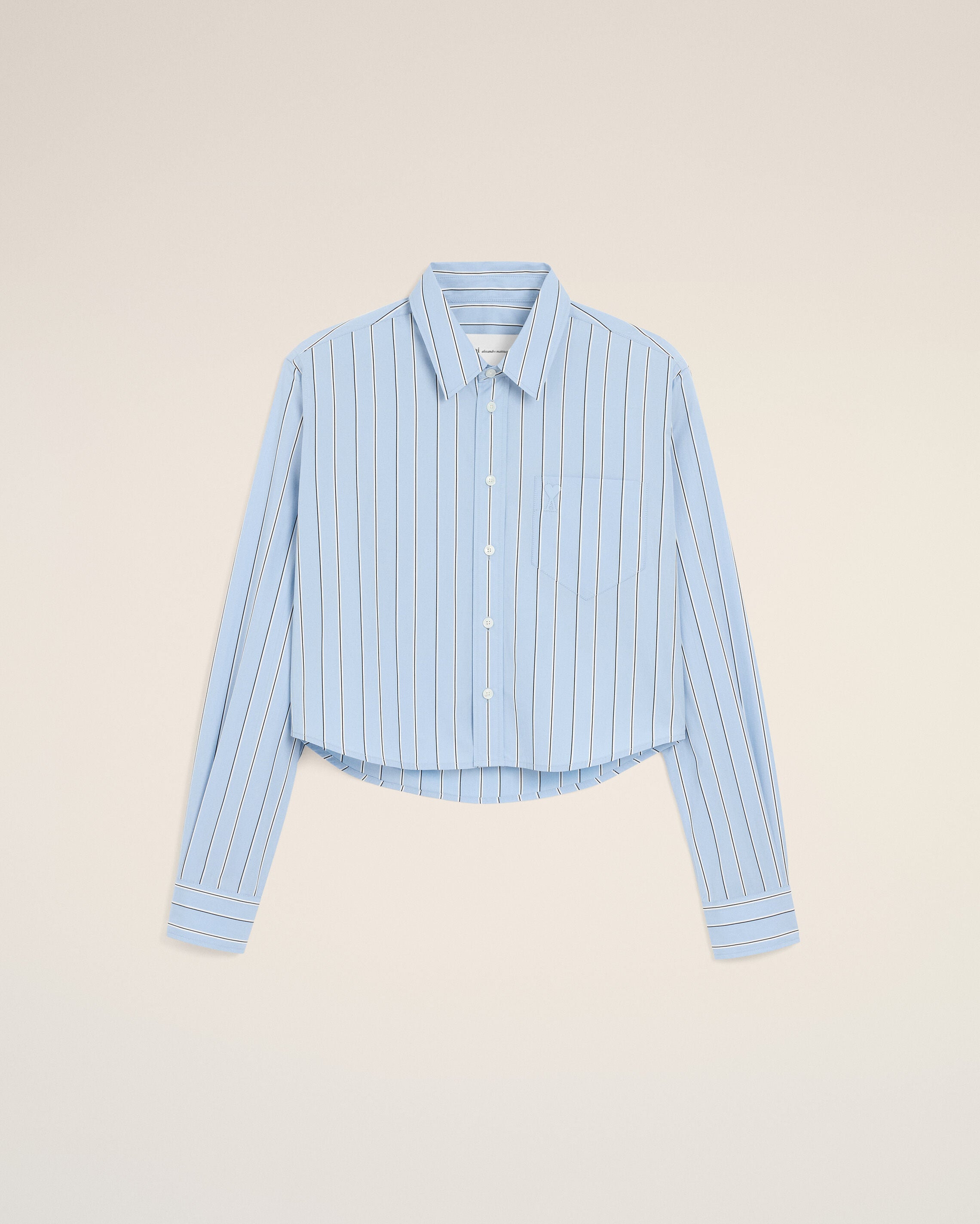 Blue striped cotton cropped shirt - 1