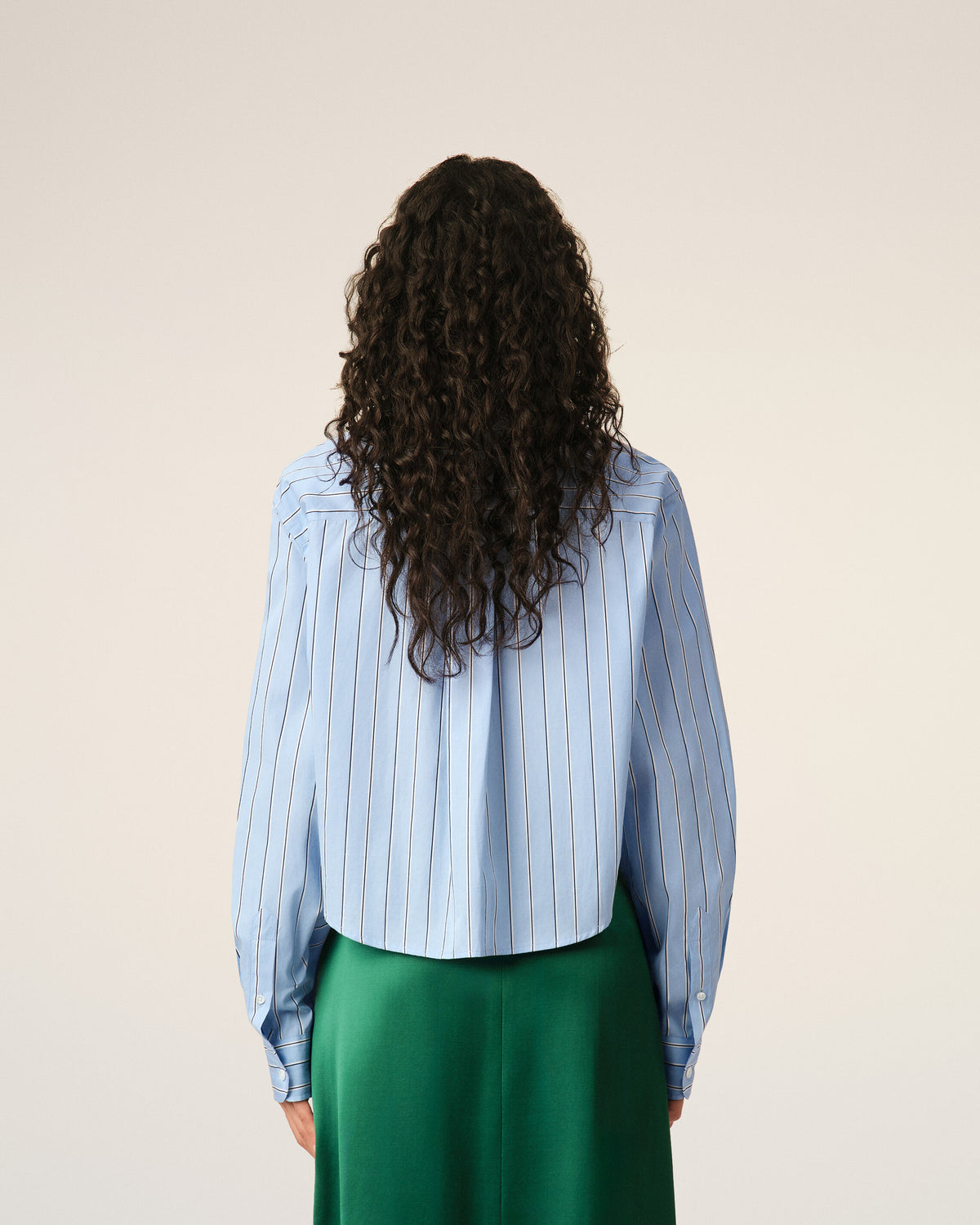 Blue striped cotton cropped shirt - 5