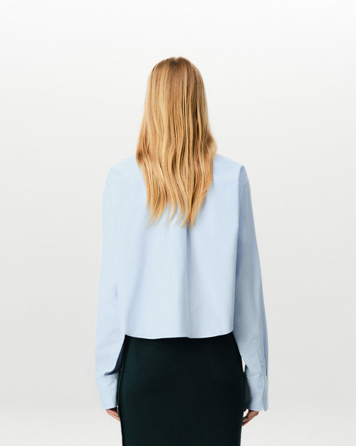 Chemise bleue courte en coton patch Ami - Femme - 5 - AMI Paris - Ami Paris