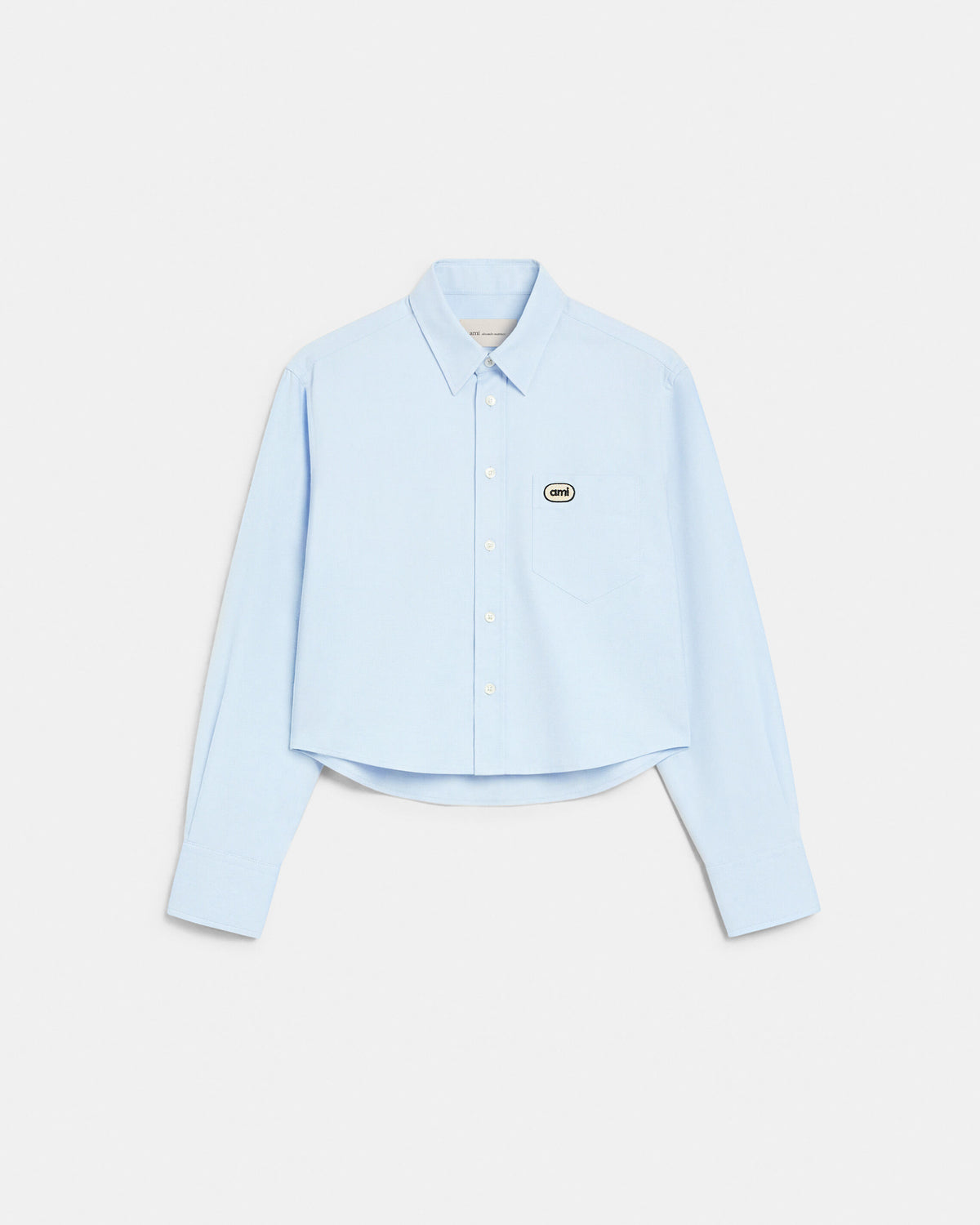 Chemise bleue courte en coton patch Ami - 1