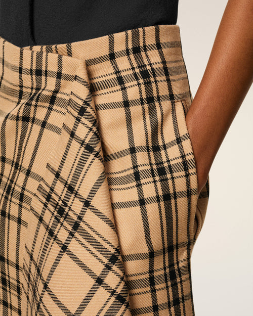 Brown Wool Midi Checked Wrapped Skirt  - 5 - Ami Paris