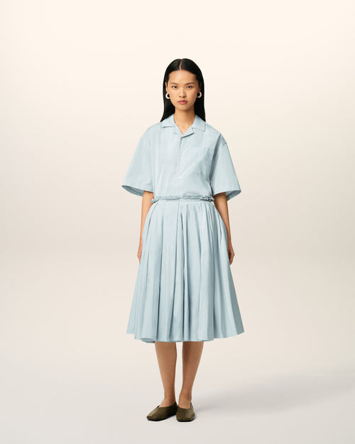                                     Jupe Corolle Bleue Midi En Taffetas - 3                                 - Ami Paris