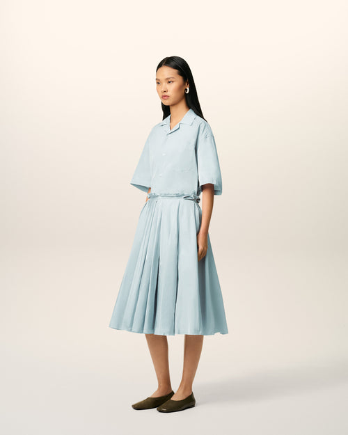 Blue Taffetas Midi Corolla Skirt - 6 - Ami Paris