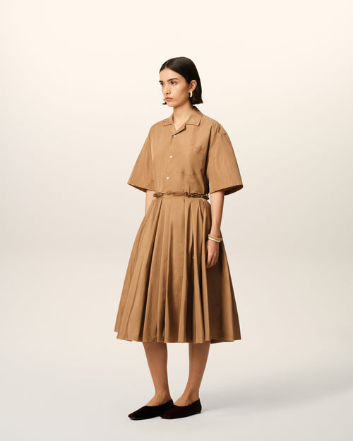 Brown Taffetas Midi Corolla Skirt - 6 - Ami Paris