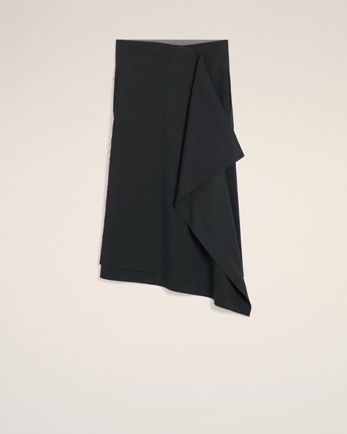 Black Wool Midi Wrapped  Skirt - 4 - Ami Paris