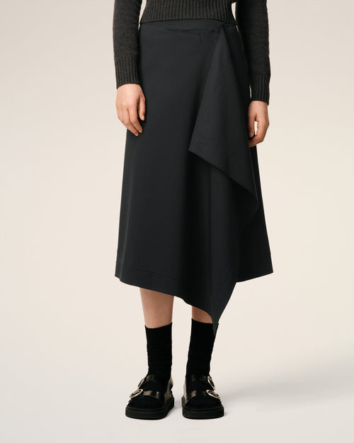 Black Wool Midi Wrapped  Skirt - 3 - Ami Paris