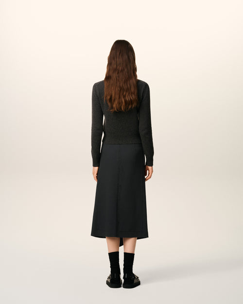 Black Wool Midi Wrapped  Skirt - 4 - Ami Paris