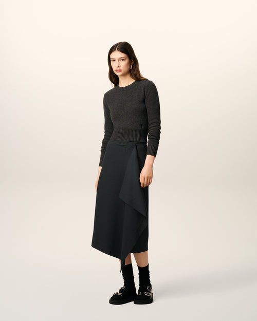                            Black Wool Midi Wrapped  Skirt - 3                         - Ami Paris