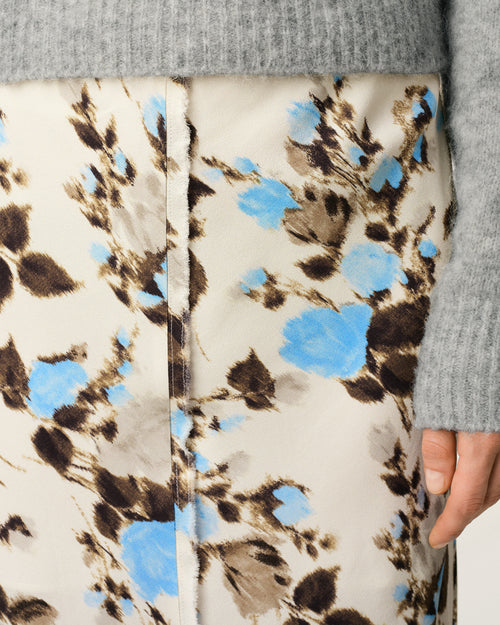 Blue Flower Printed  Raw Edges Details Midi Skirt - 5 - Ami Paris