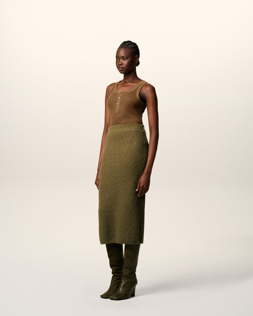Green Wool Straight Skirt  - 6 - Ami Paris