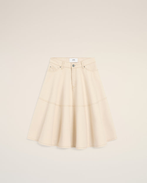                                 White Cotton Midi Skirt  - 3                             - Ami Paris