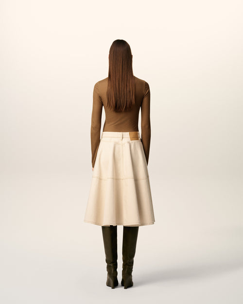 White Cotton Midi Skirt  - 4 - Ami Paris