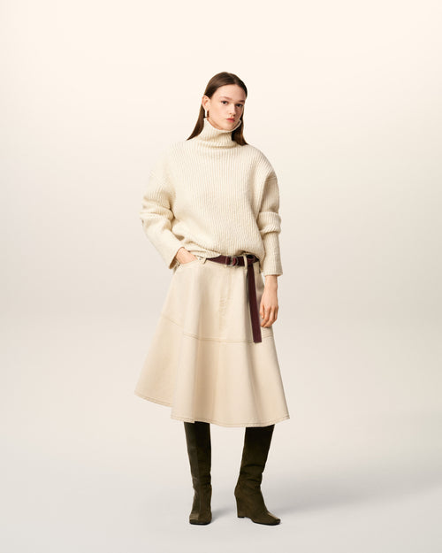                                     White Cotton Midi Skirt  - 3                                 - Ami Paris