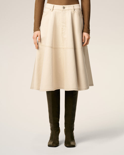 White Cotton Midi Skirt  - 3 - Ami Paris