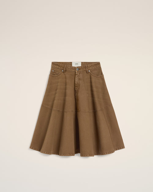                                 Jupe Marron Midi En Coton - 3                             - Ami Paris