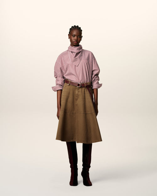                                     Jupe Marron Midi En Coton - 3                                 - Ami Paris