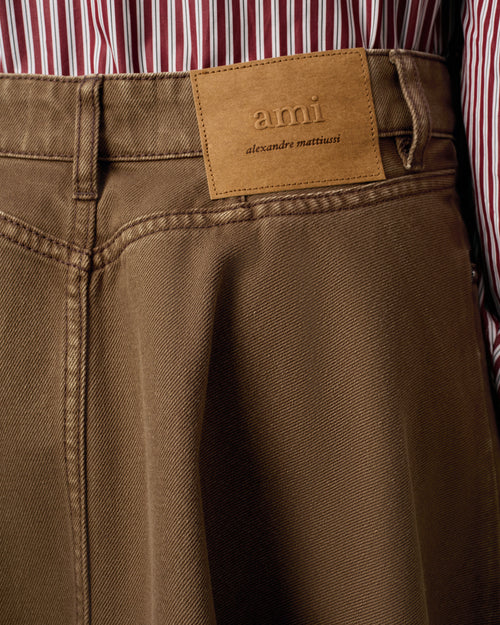 Falda midi de algodón marrón  - 5 - Ami Paris