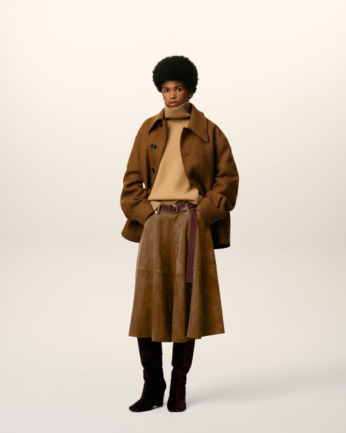                                     Brown Leather Midi Skirt  - 3                                 - Ami Paris