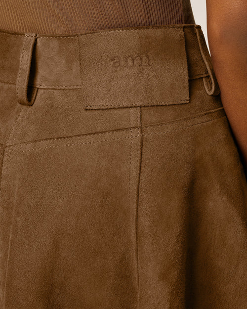 Jupe Marron Midi En Cuir - 5 - Ami Paris