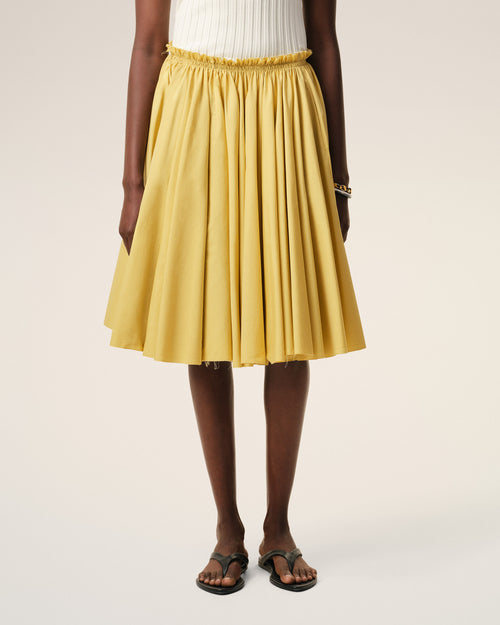 Falda corola midi de algodón amarillo - 3 - Ami Paris
