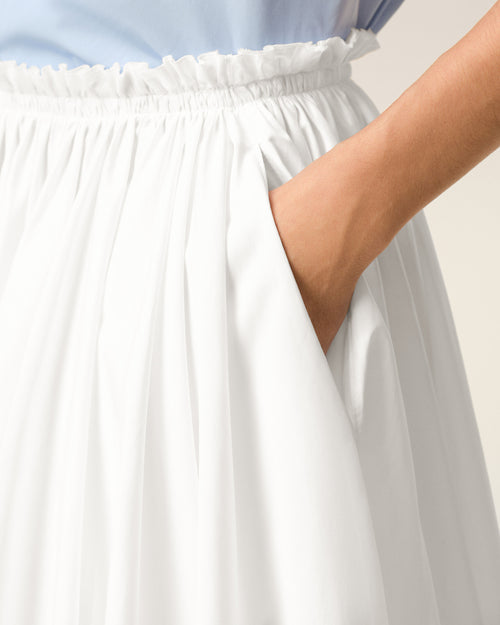 White Cotton Midi Corolla Skirt - 5 - Ami Paris