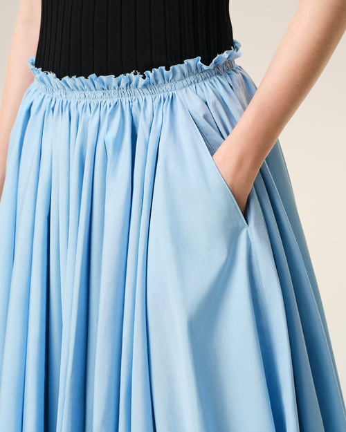 Blue Cotton Midi Corolla Skirt - 4 - Ami Paris