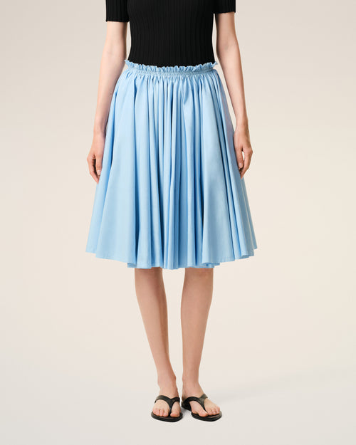 Blue Cotton Midi Corolla Skirt - 6 - Ami Paris